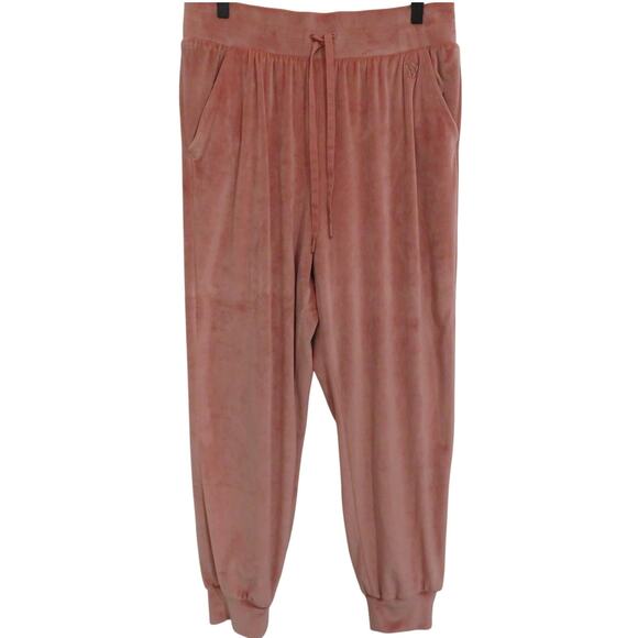 Victoria's Secret Womens Sz L Pink Salmon On Point Velvet Lounge Jogger Pants - Picture 1 of 6